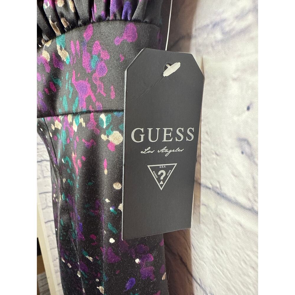 Guess Black Splatter Print Mini Stress Dress Bustier Top Adj Straps SZ 8 NWT - Picture 6 of 9